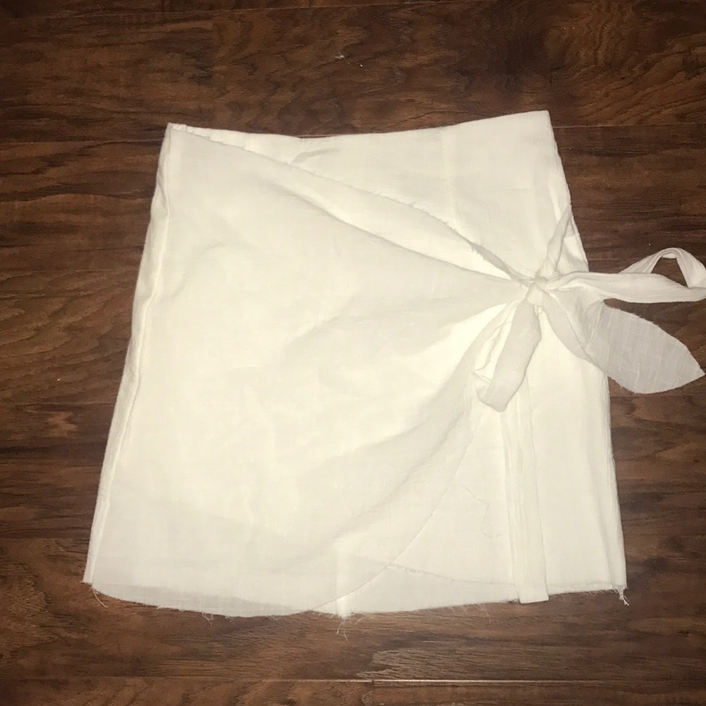Showpo white linen wrap skirt